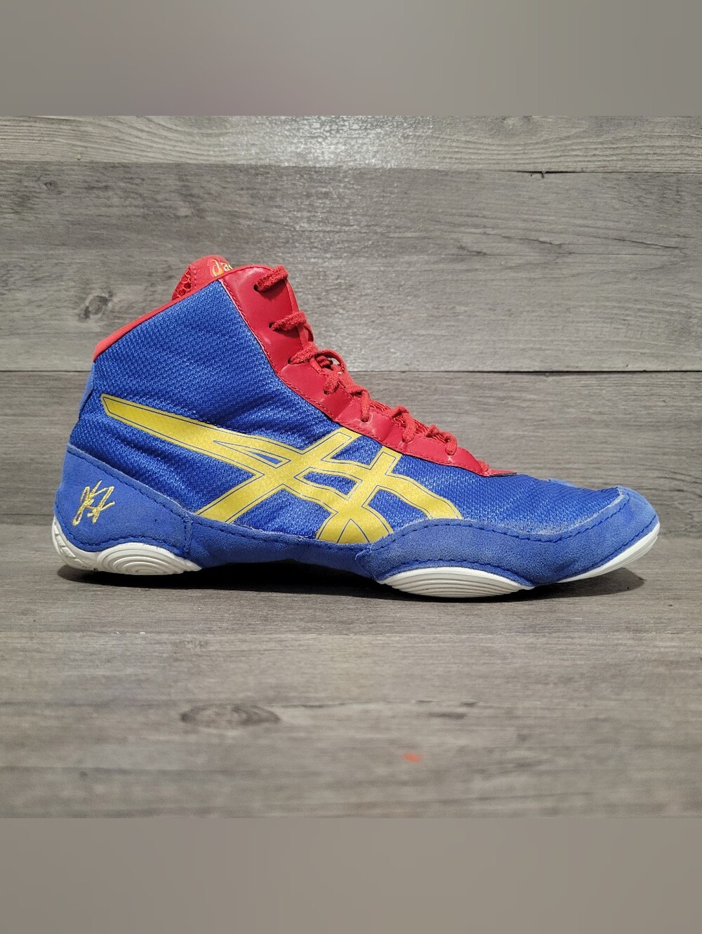 ASICS JB Elite V2.0 Mens Size 12 Wrestling Shoes blue red gold Jordan Burroughs